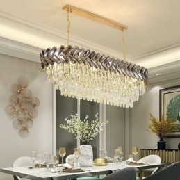 Suspension européenne en cristal, plafonnier ovale de luxe
