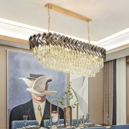 Suspension européenne en cristal, plafonnier ovale de luxe