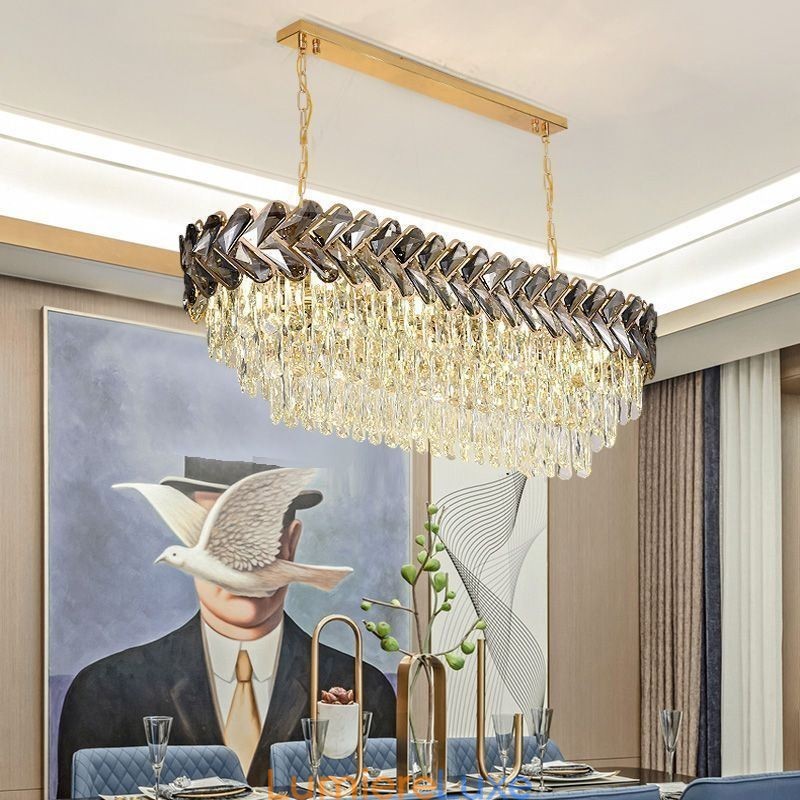 Suspension européenne en cristal, plafonnier ovale de luxe