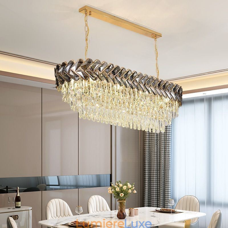 Suspension européenne en cristal, plafonnier ovale de luxe