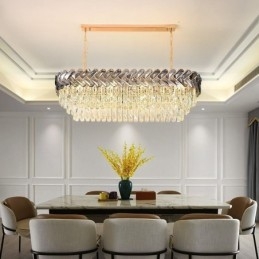 Suspension européenne en cristal, plafonnier ovale de luxe
