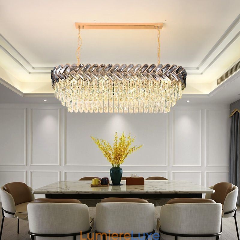 Suspension européenne en cristal, plafonnier ovale de luxe