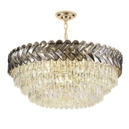 Suspension en cristal et plafonnier doré