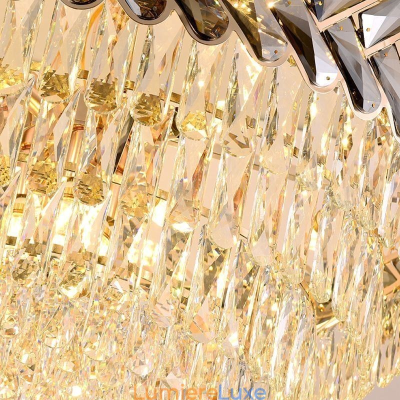 Suspension en cristal et plafonnier doré