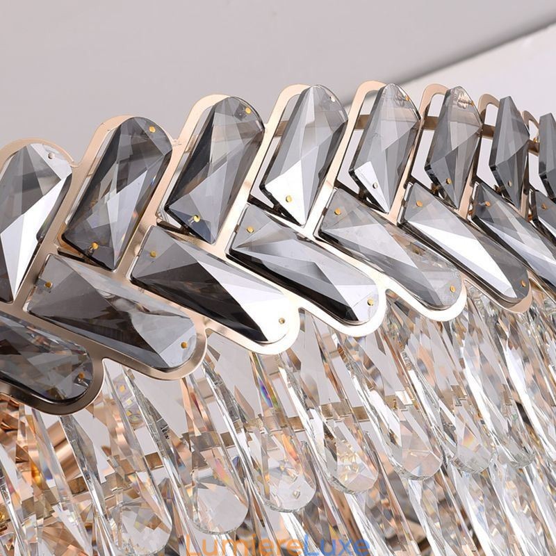 Suspension en cristal et plafonnier doré