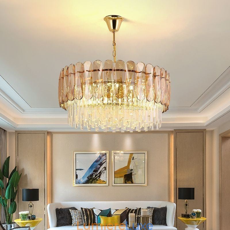 Suspension de luxe en cristal doré