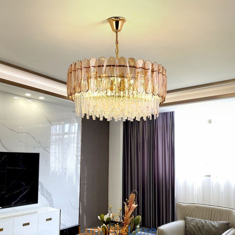 Suspension de luxe en cristal doré