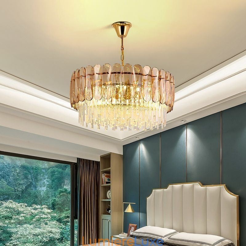 Suspension de luxe en cristal doré