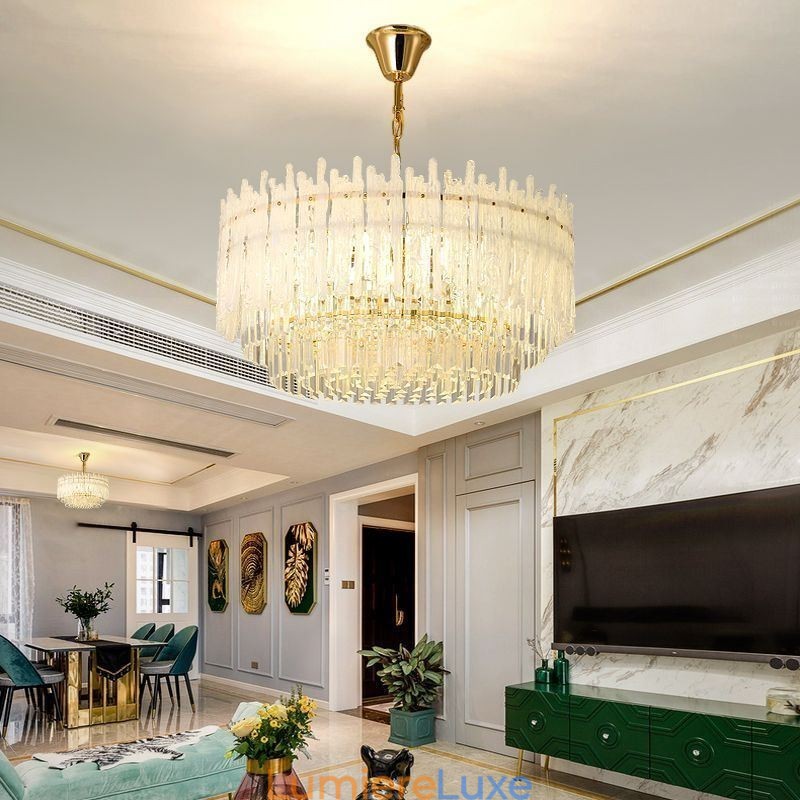 Plafonnier rond en cristal corail