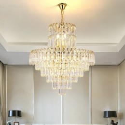 Élégant luminaire suspendu rond en cristal pour plafond