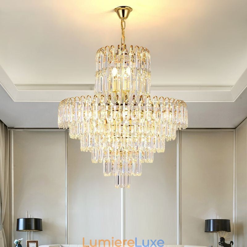 Élégant luminaire suspendu rond en cristal pour plafond