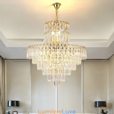 Élégant luminaire suspendu rond en cristal pour plafond Élégant luminaire suspendu rond en cristal pour plafond