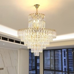 Élégant luminaire suspendu rond en cristal pour plafond