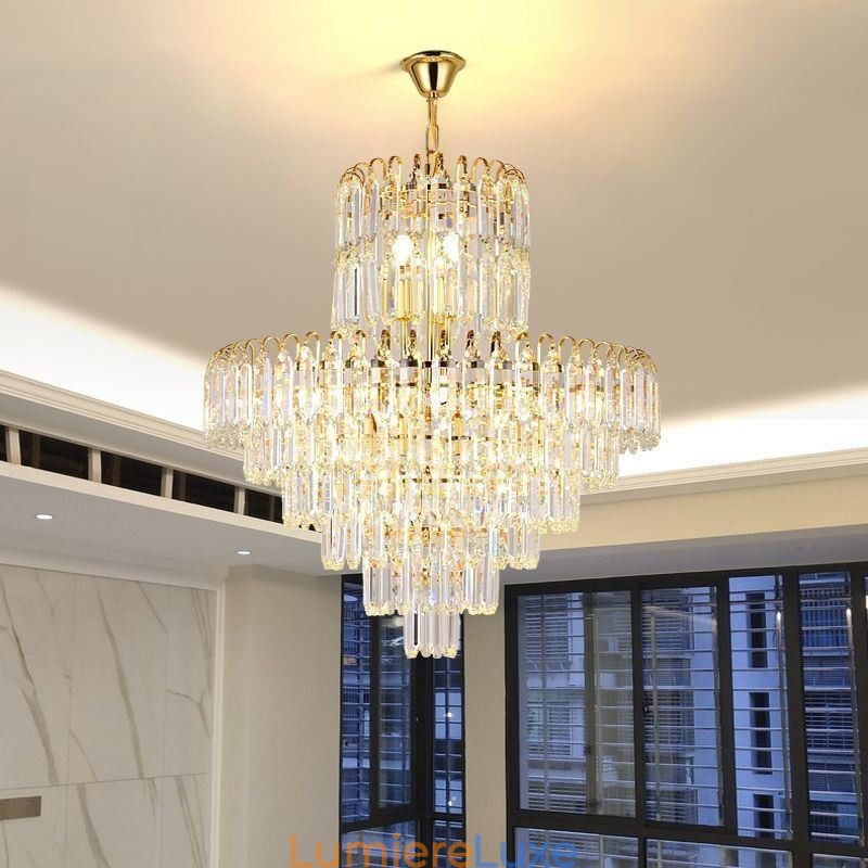 Élégant luminaire suspendu rond en cristal pour plafond