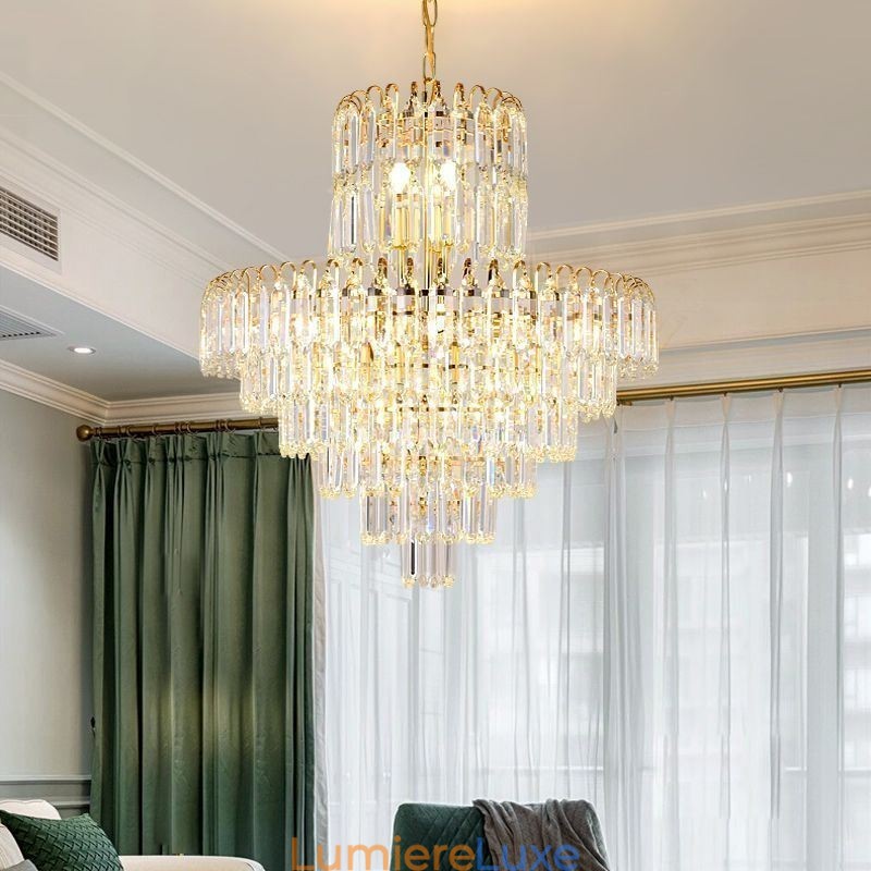 Élégant luminaire suspendu rond en cristal pour plafond