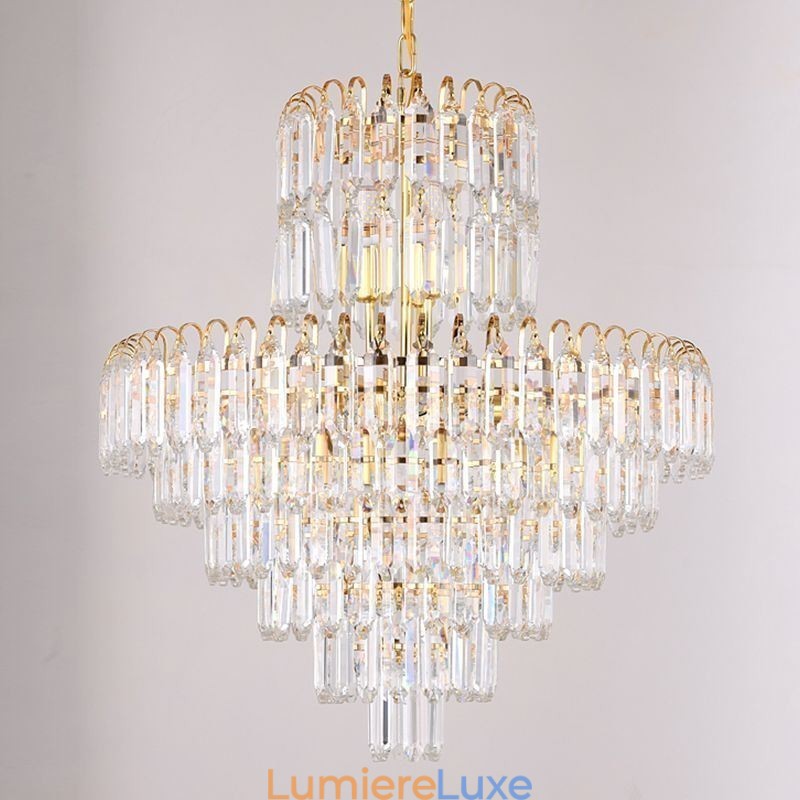 Élégant luminaire suspendu rond en cristal pour plafond