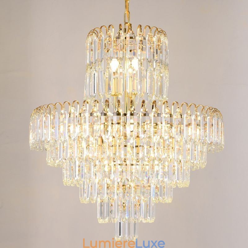 Élégant luminaire suspendu rond en cristal pour plafond