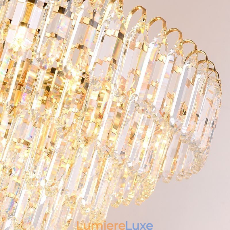 Élégant luminaire suspendu rond en cristal pour plafond