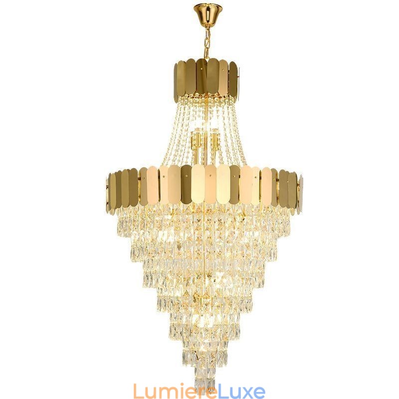 Lampe suspendue conique en cristal européen