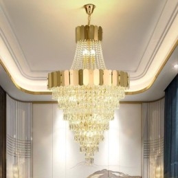 Lampe suspendue conique en cristal européen
