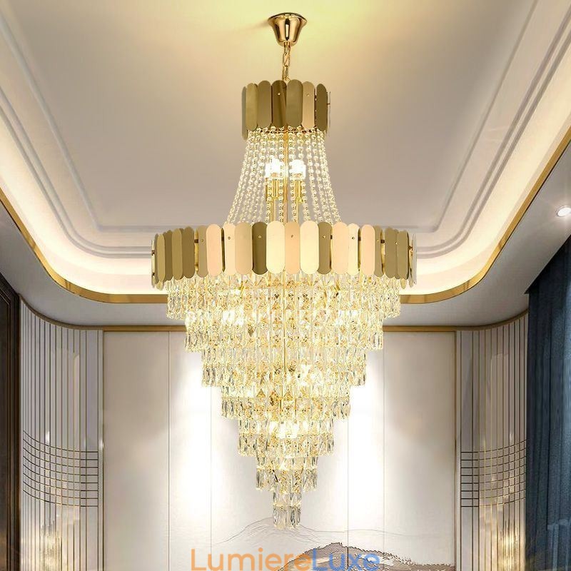 Lampe suspendue conique en cristal européen