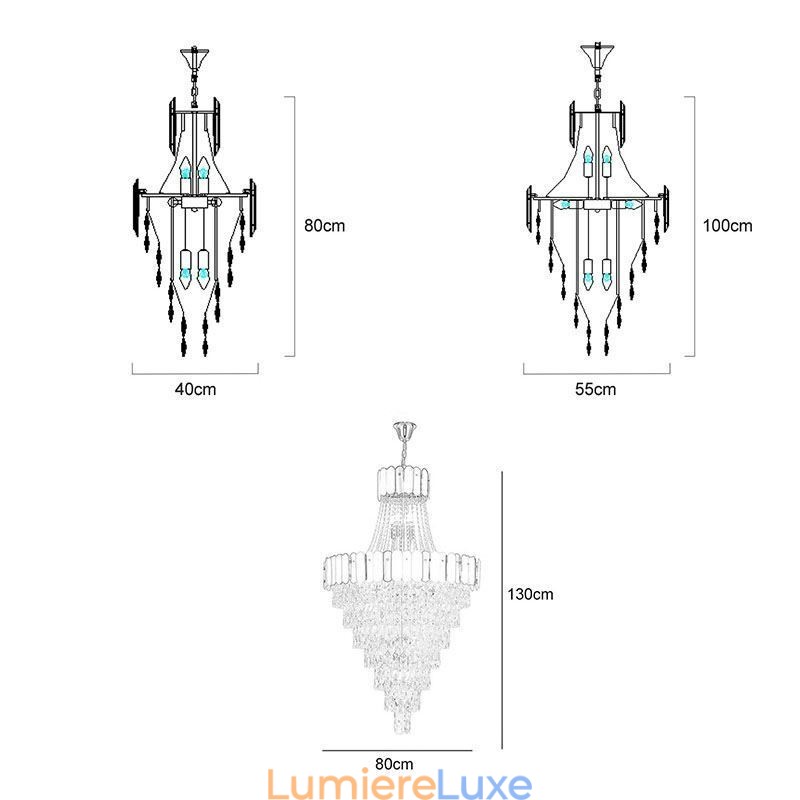 Lampe suspendue conique en cristal européen
