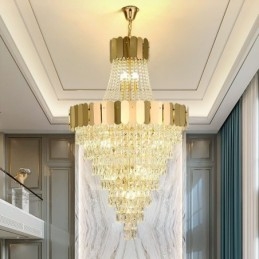 Lampe suspendue conique en cristal européen