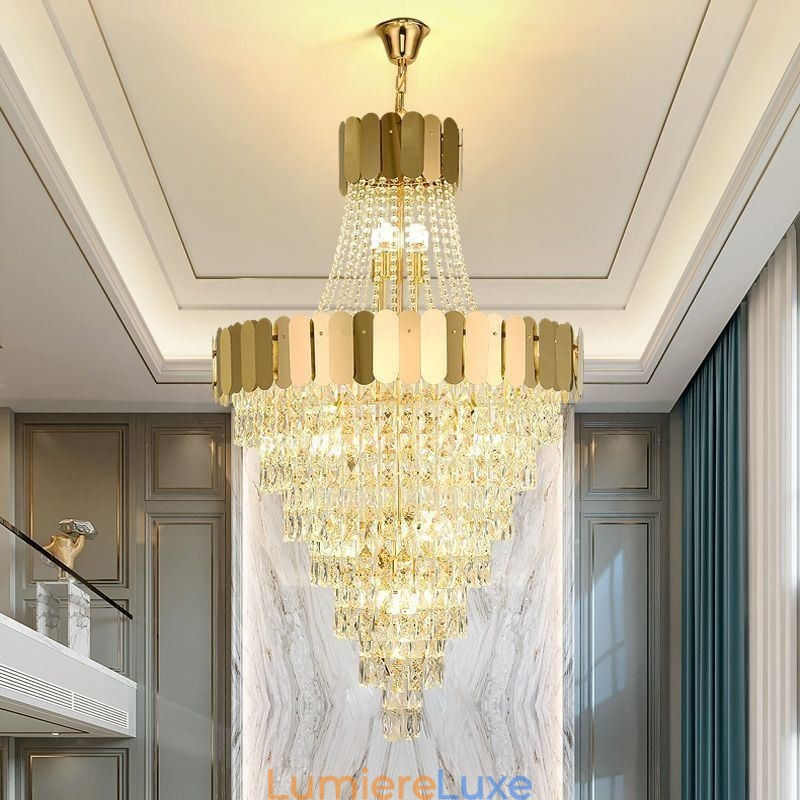 Lampe suspendue conique en cristal européen