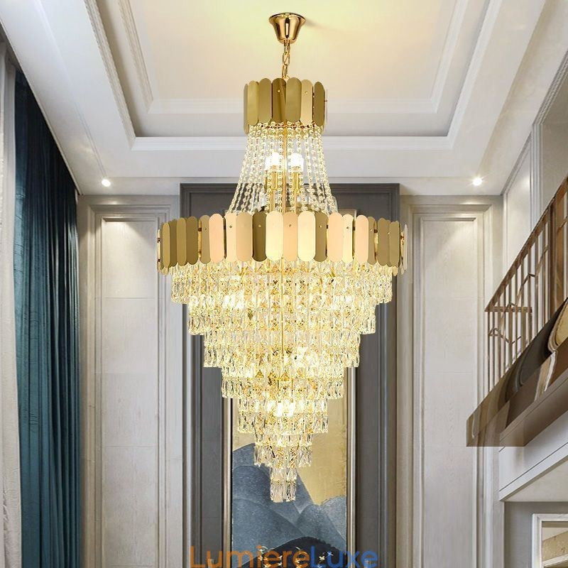 Lampe suspendue conique en cristal européen