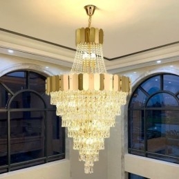 Lampe suspendue conique en cristal européen