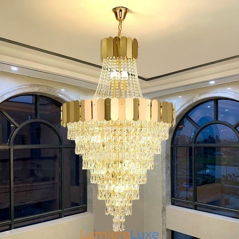 Lampe suspendue conique en cristal européen