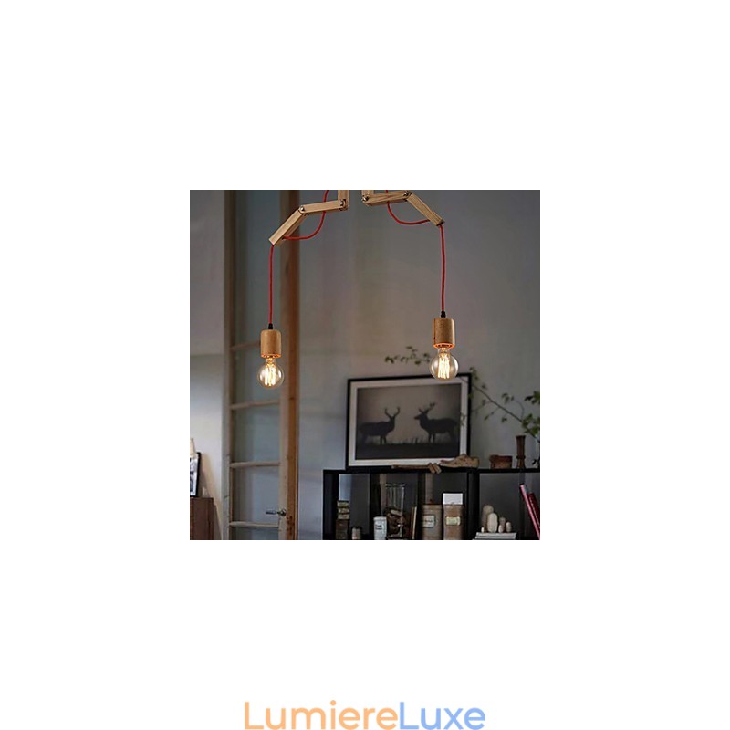 Lustre Mini Style Moderne Contemporain Bois Bambou