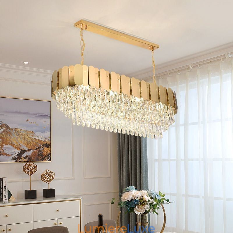 Suspension en cristal Plafonnier ovale de luxe