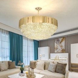 Suspension moderne en cristal, plafonnier rond suspendu