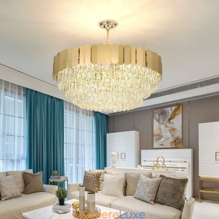 Suspension moderne en cristal, plafonnier rond suspendu Suspension moderne en cristal, plafonnier rond suspendu