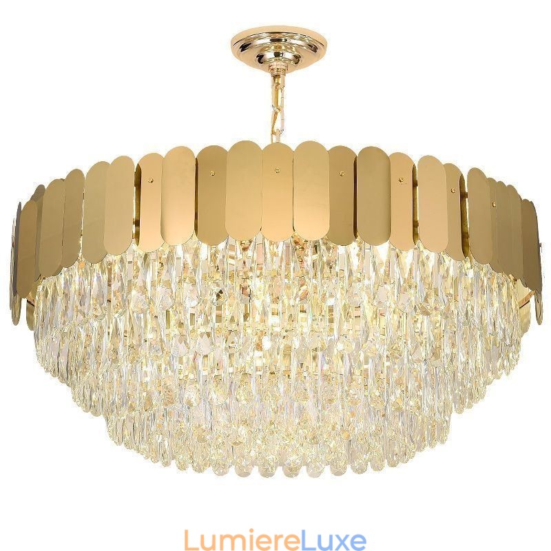 Suspension moderne en cristal, plafonnier rond suspendu