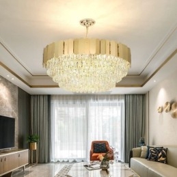 Suspension moderne en cristal, plafonnier rond suspendu