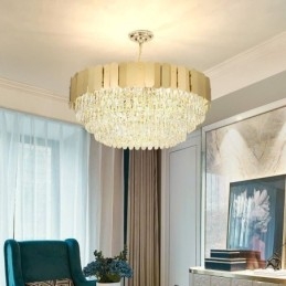Suspension moderne en cristal, plafonnier rond suspendu