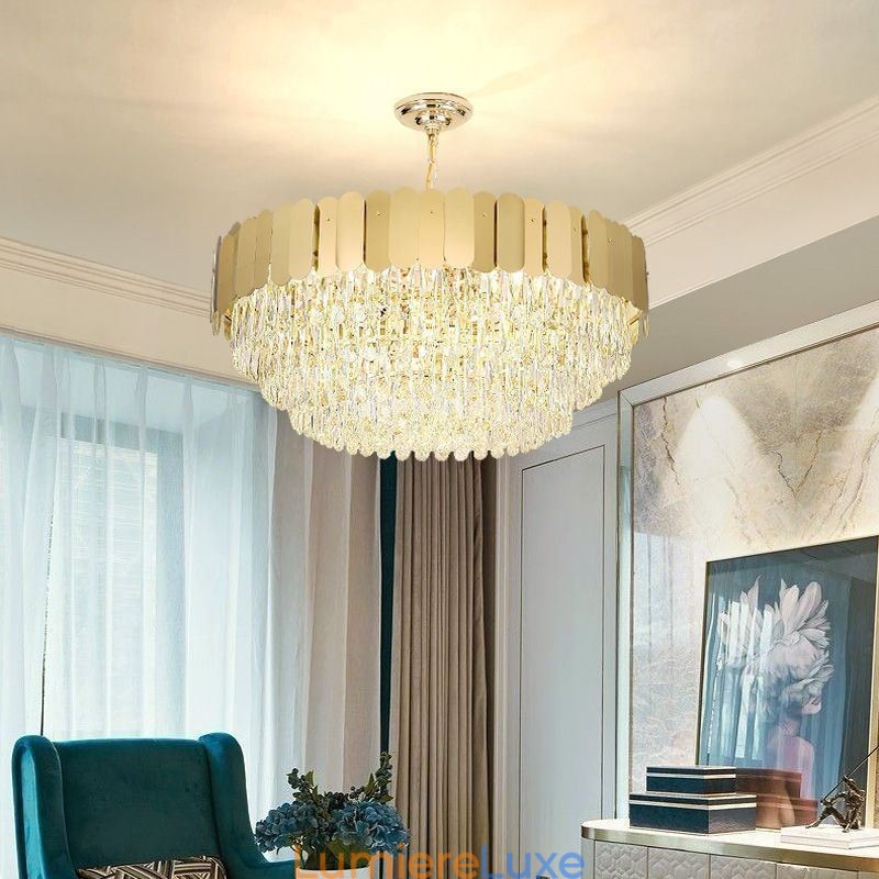 Suspension moderne en cristal, plafonnier rond suspendu