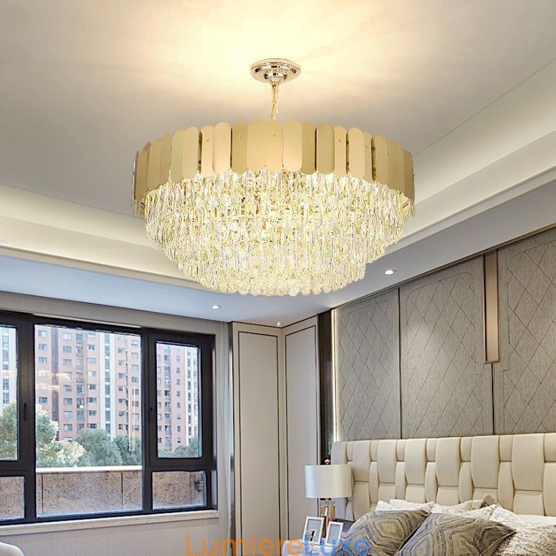 Suspension moderne en cristal, plafonnier rond suspendu