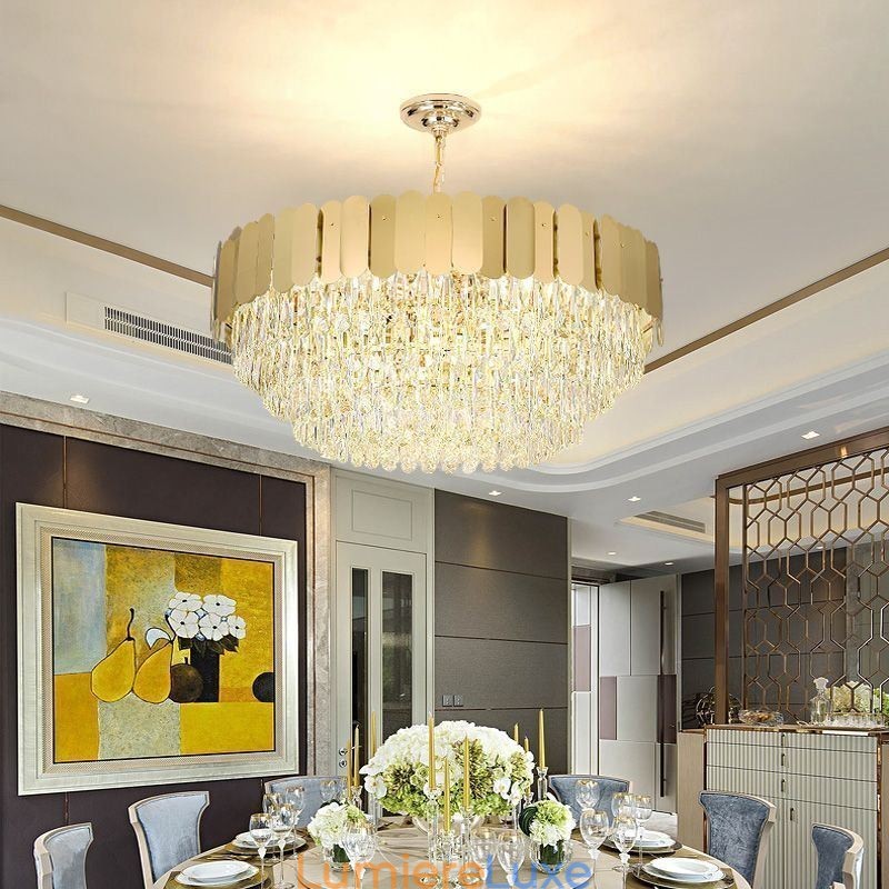 Suspension moderne en cristal, plafonnier rond suspendu