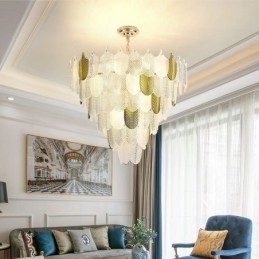 Suspension élégante en cristal en forme de feuille