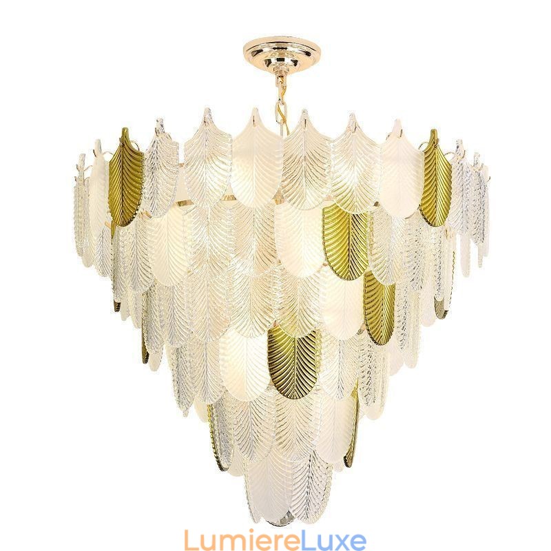 Suspension élégante en cristal en forme de feuille