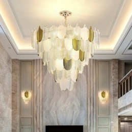 Suspension élégante en cristal en forme de feuille