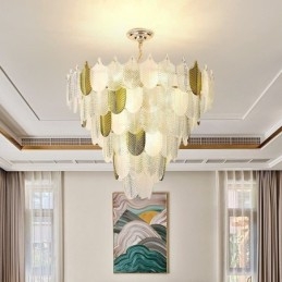 Suspension élégante en cristal en forme de feuille