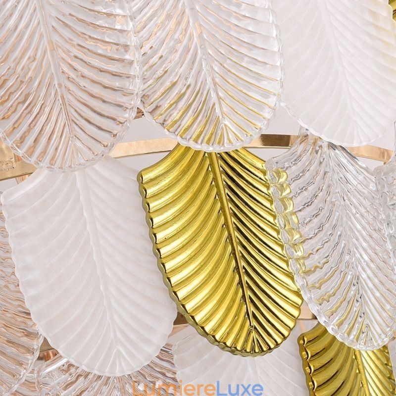 Suspension élégante en cristal en forme de feuille