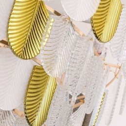 Suspension élégante en cristal en forme de feuille