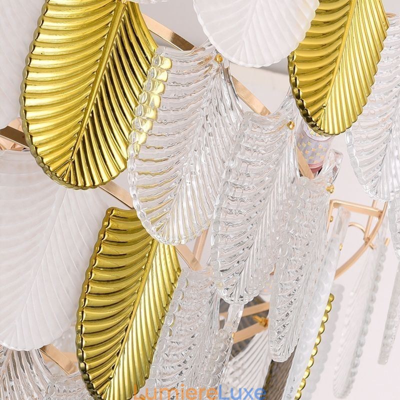 Suspension élégante en cristal en forme de feuille