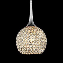 Lustre moderne contemporain en cristal et métal chromé