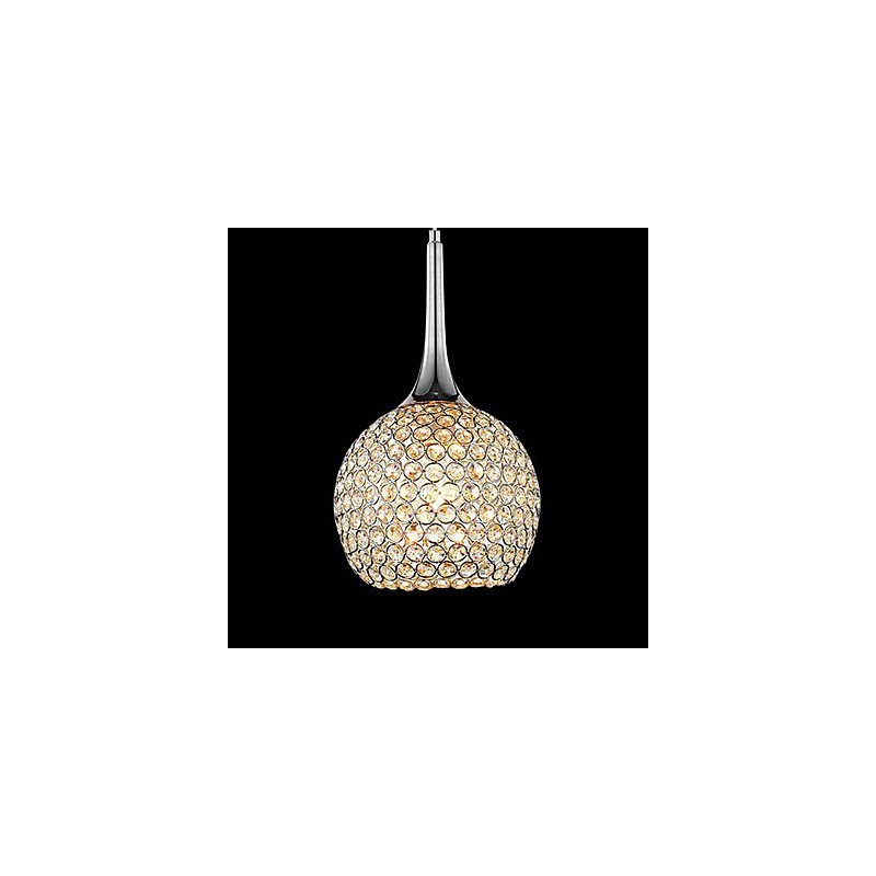 Lustre moderne contemporain en cristal et métal chromé